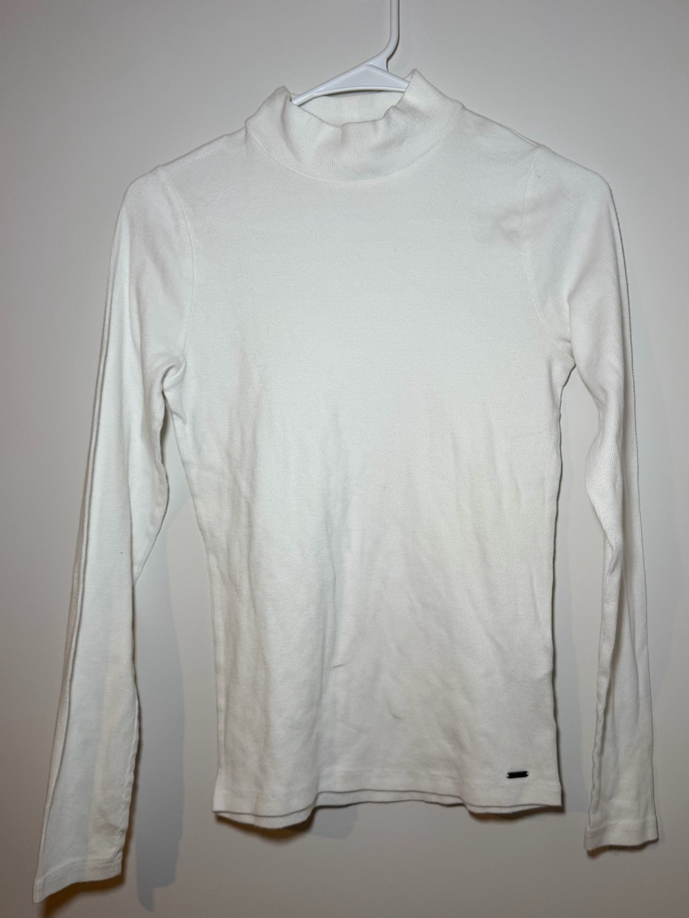Hollister White Long Sleeve Mock Neck Fitted Top Women’s Large